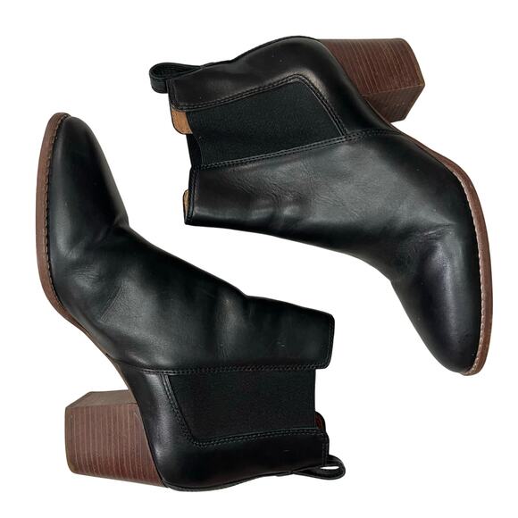 Madewell The Regan Boot Black Leather Size 10 Chelsea Heel Pull On Minimal - Picture 2 of 8